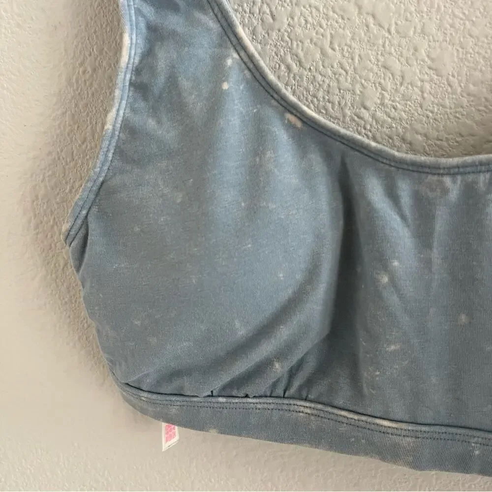 Victoria's Secret PINK Blue Acid Wash Soft Pull On Bralette Lounge Casual Large